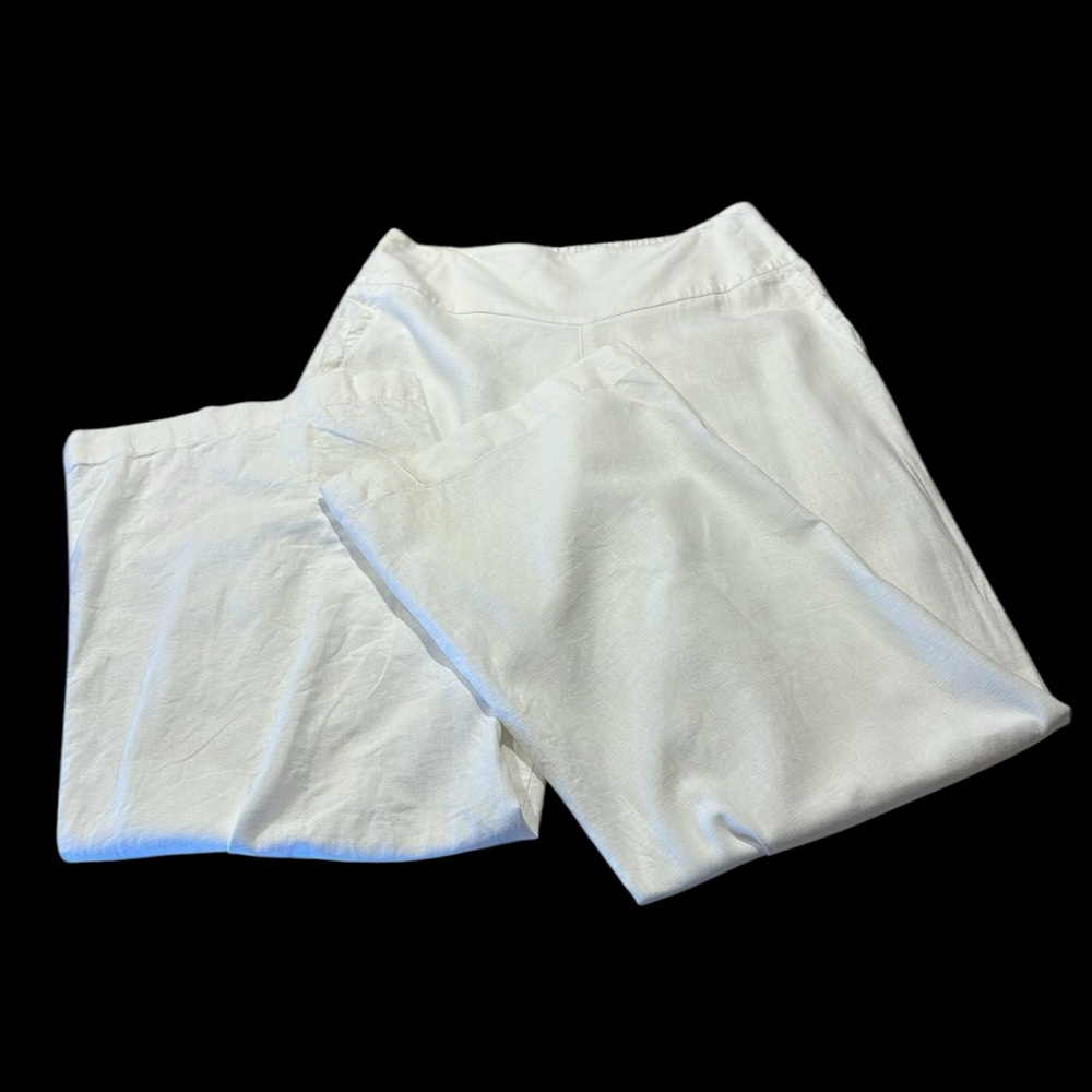 Beautiful C Est 1946 white linen/rayon blend Wide Leg pants